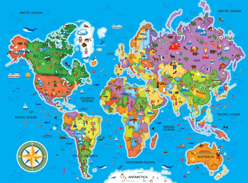 MasterPieces 60 Piece Educational Jigsaw Puzzle for Kids - World Map - 16.5"x12.75" - Image 2